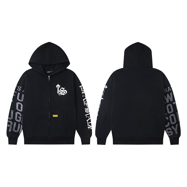 Black Trapstar TS Hoodie – Letras Grises